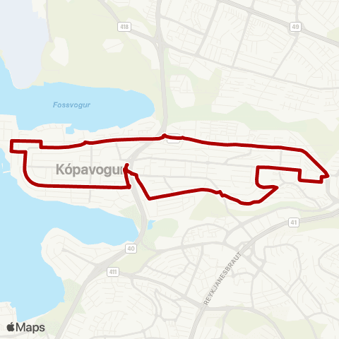 Strætó Hamraborg - Kársnes map