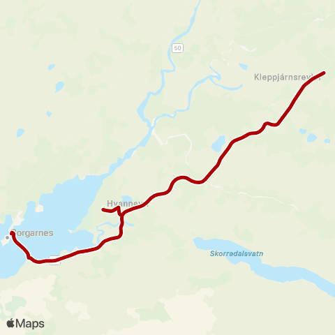 Strætó Kleppjárnsreykir - Borgarnes map