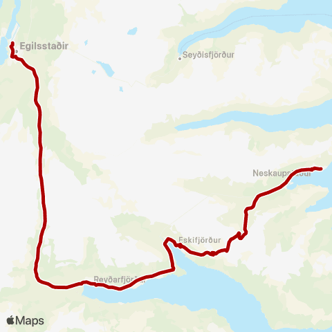 Strætó Egilsstaðir - Norðfjörður map