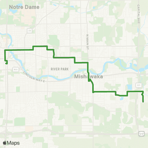 Transpo McKinley-Mishawaka map