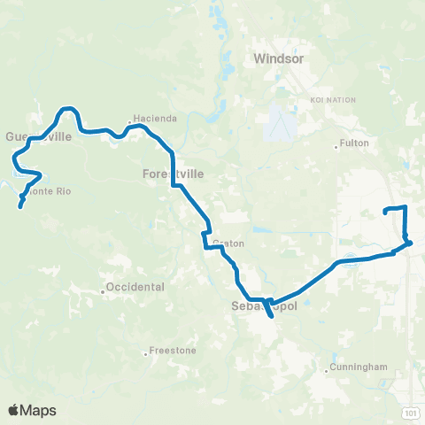 Sonoma County Transit Russian River, Forestville, Sebastopol map