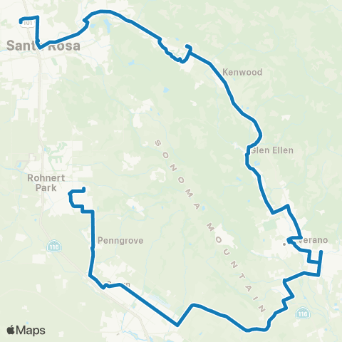 Sonoma County Transit Kenwood, Glen Ellen, Sonoma Valley map