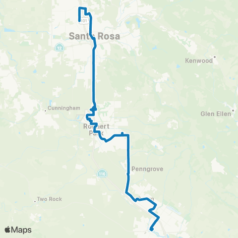 Sonoma County Transit Petaluma, JC, SSU, Santa Rosa map