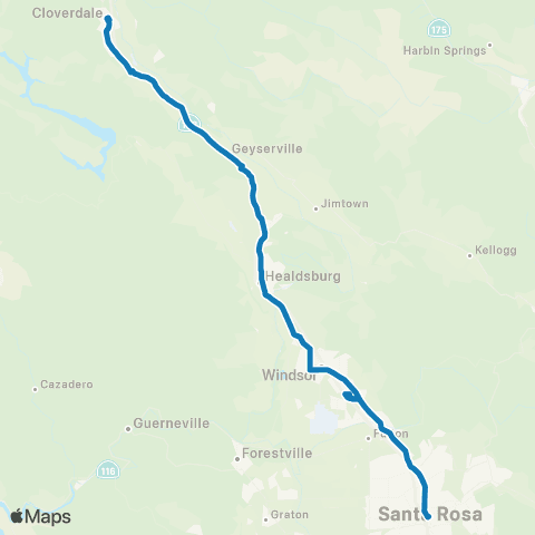 Sonoma County Transit Cloverdale, Healdsburg, Windsor map