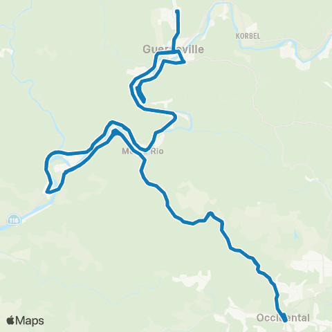 Sonoma County Transit Guerneville, Monte Rio map