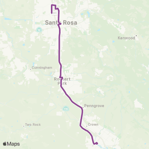 Sonoma County Transit 48X - Coddingtown / Petaluma Mall Exp p-2756 map