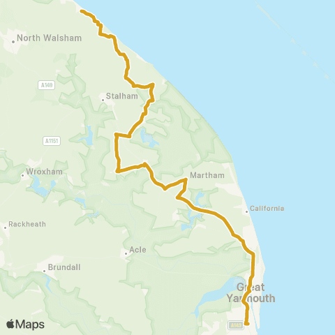 Sanders Coaches Abbey St - E Norfolk Sixth Form Centre map