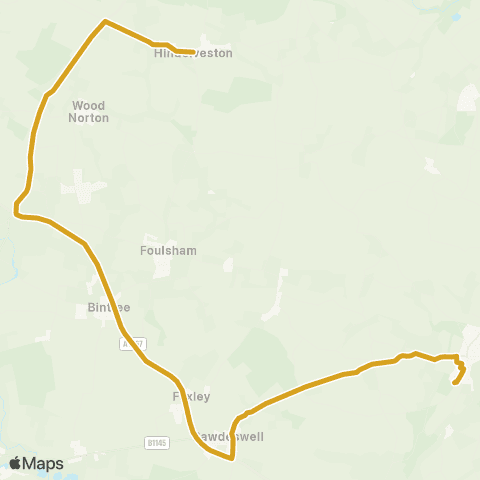 Sanders Coaches The Street - Whitwell Road map