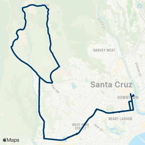 Santa Cruz METRO UCSC - Downtown via Mission map
