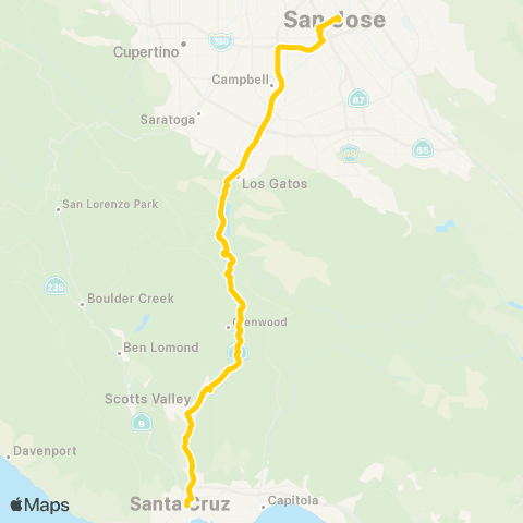 Santa Cruz METRO Highway 17 Express map