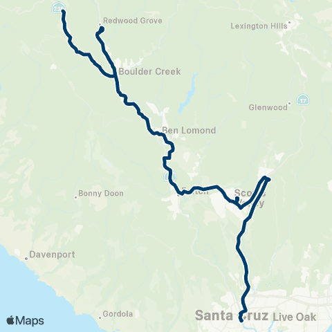 Santa Cruz METRO Highway 9 / Scotts Valley map