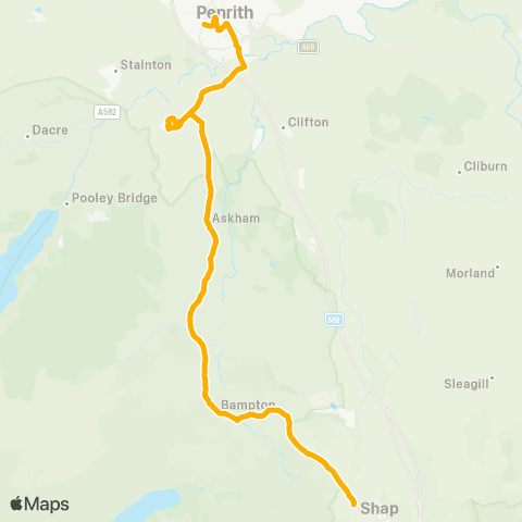 Stagecoach Cumbria and North Lancashire Ullswater Community College - Abbey Road map