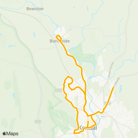 Stagecoach Cumbria and North Lancashire Westmorland Shopping Ctr - Queen Katherine Sch map