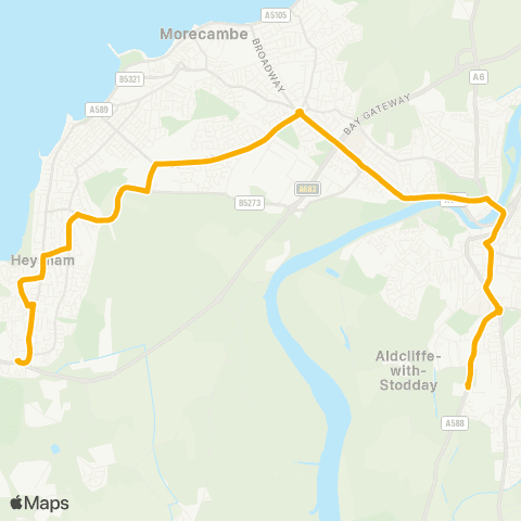 Stagecoach Cumbria and North Lancashire Combermere Road - Ripley St Thomas Cehs map