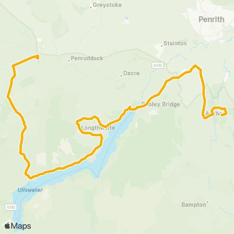 Stagecoach Cumbria and North Lancashire Castle Entrance - Aira Force map