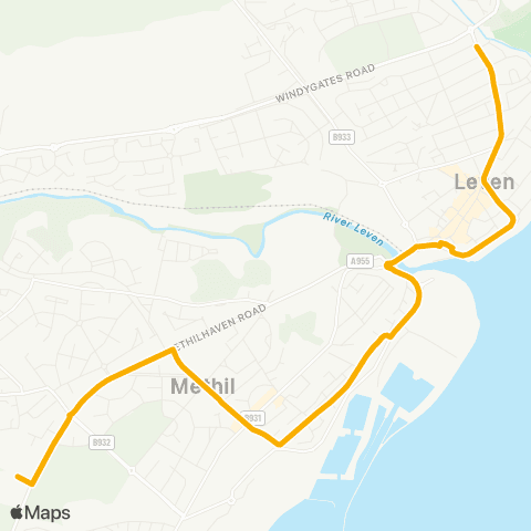 Stagecoach East Scotland Letham Glen - Levenmouth Academy map
