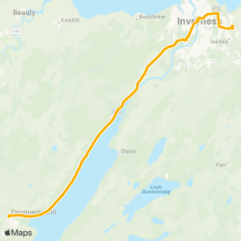 Stagecoach Bluebird Raigmore Hospital - Drum Green map