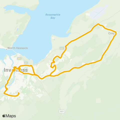 Stagecoach Bluebird St Josephs School - Culloden Moor Inn map