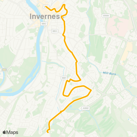 Stagecoach Bluebird Inverness Royal Academy - Queensgate map