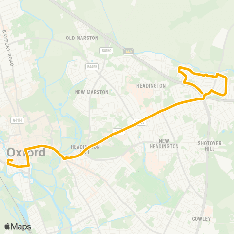 Stagecoach Oxfordshire Edgecombe Road - Westgate map