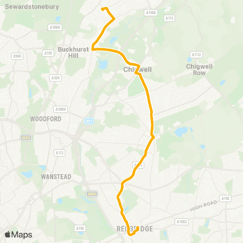 Stagecoach London Loughton Station - Hainault Street map