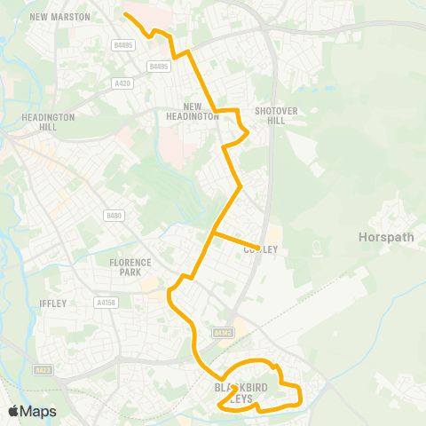 Stagecoach Oxfordshire Speedwell Street - West Wing map