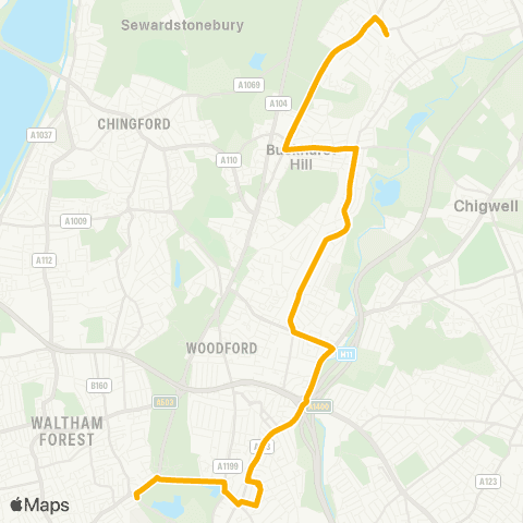 Stagecoach London Whipps Cross Bus Stand - Loughton Sta map