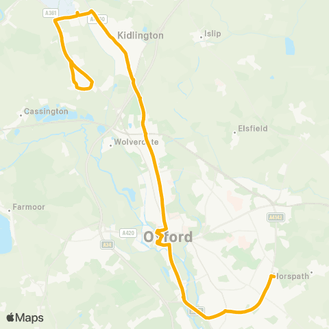 Stagecoach Oxfordshire Horspath Rd Industrial Estate - Sandy Ln map