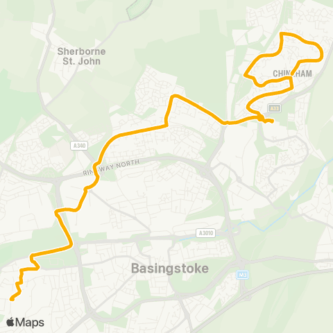 Stagecoach South Chineham Ctr - Bishop Challoner Grounds map