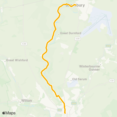 Stagecoach South Salisbury Street - Blue Boar Row map