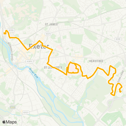 Stagecoach South West Tesco Filling Sta - St Davids Sta map