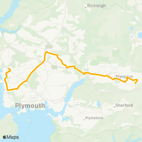 Stagecoach South West Camels Head School - Sandy Road North map