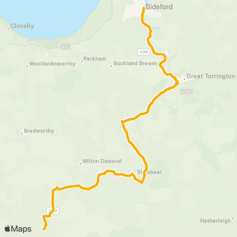 Stagecoach South West Bideford Quay - Manor Car Park map