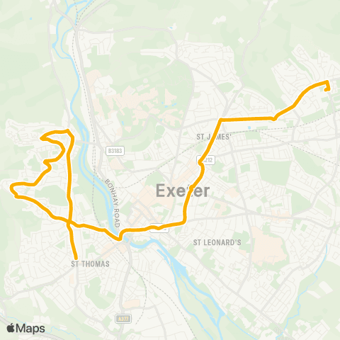 Stagecoach South West St James School - First and Last Apts map