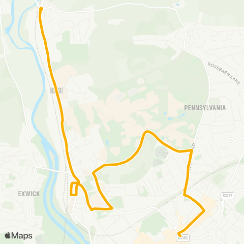 Stagecoach South West Paris Street - Cowley Bridge Roundabout map