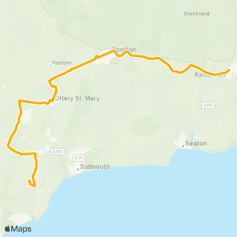 Stagecoach South West Trinity Square - Bicton Coll of Agriculture map