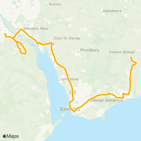 Stagecoach South West Bicton Coll of Agriculture - Matford P&R map