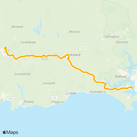 Stagecoach South West Torpoint Ferry - Callywith Coll Car Park map