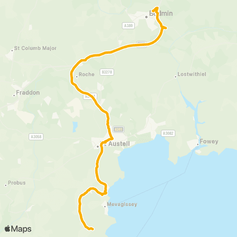 Stagecoach South West Callywith Coll Car Park - Gorran Church map