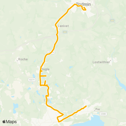 Stagecoach South West Bodmin General Station - Middleway Co-op map