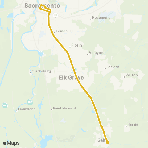 SCT Link Galt-Sacramento commuter map