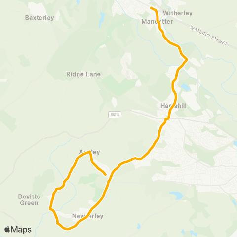 Stagecoach Midlands Queen Elizabeth School - Lord Nelson map