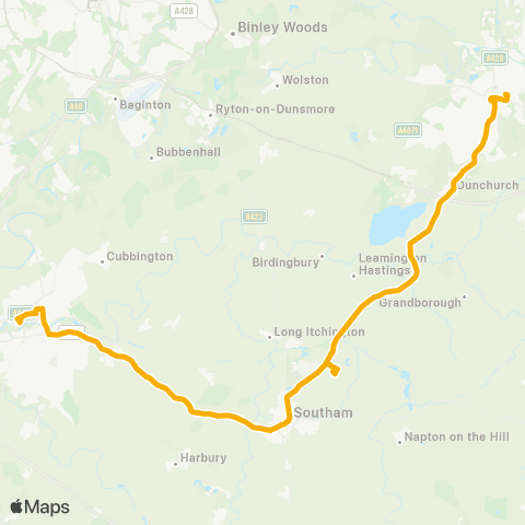 Stagecoach Midlands Upper Parade - Clifton Road map