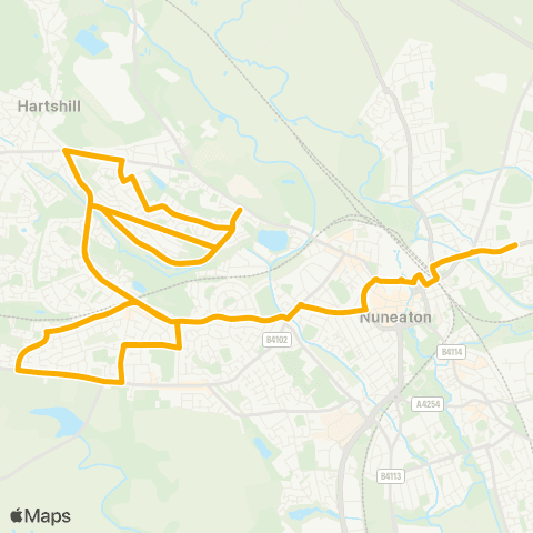 Stagecoach Midlands Holly Stitches Rd - N Warwickshire Coll map