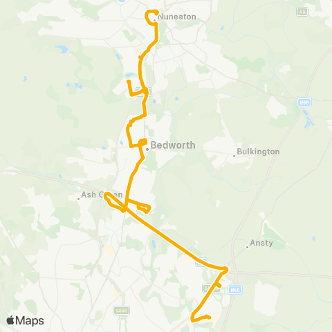 Stagecoach Midlands Upper Parade - Church map