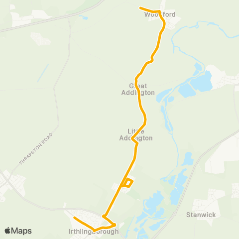 Stagecoach Midlands Huxlow School - Mill Road map