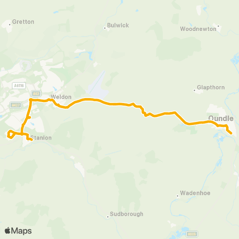 Stagecoach Midlands (Stanion) Village Hall - Prince William Sch map