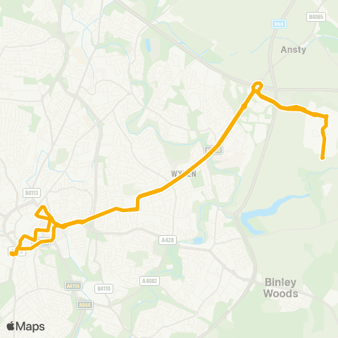 Stagecoach Midlands Ansty Park Stop B - Ansty Park Stop B map