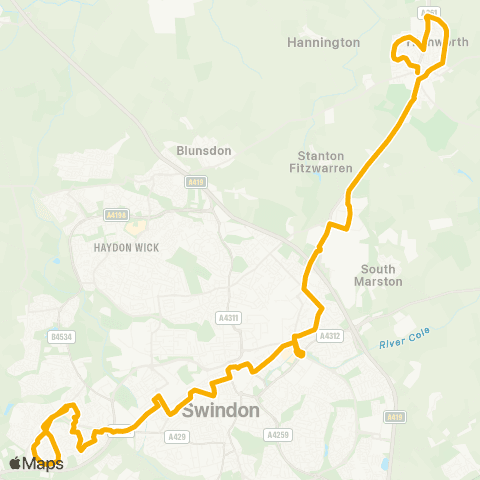 Stagecoach West Swindon Street - Leslie Close map
