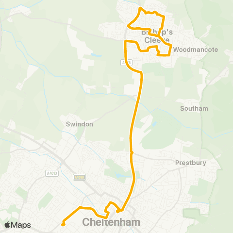 Stagecoach West Mill Parade - Cheltenham Spa Rail Sta map